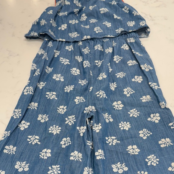Boden kids size 13-14 Blue and White Floral Kids Long pants Romper - Picture 7 of 8